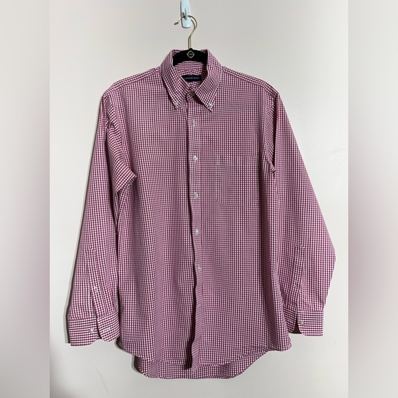 Lands' End Other - Lands End Red and White Gingham Casual Button Down Shirt Men's 15/33